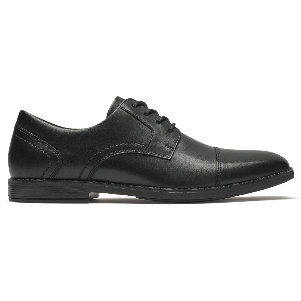 Sapatos Oxford Homem Rockport Slayter Cap Toe Blucher Pretas,Portugal BPJSN-1572